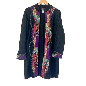 Koos of Course! Black Long Sleeve Embroidered Cardigan